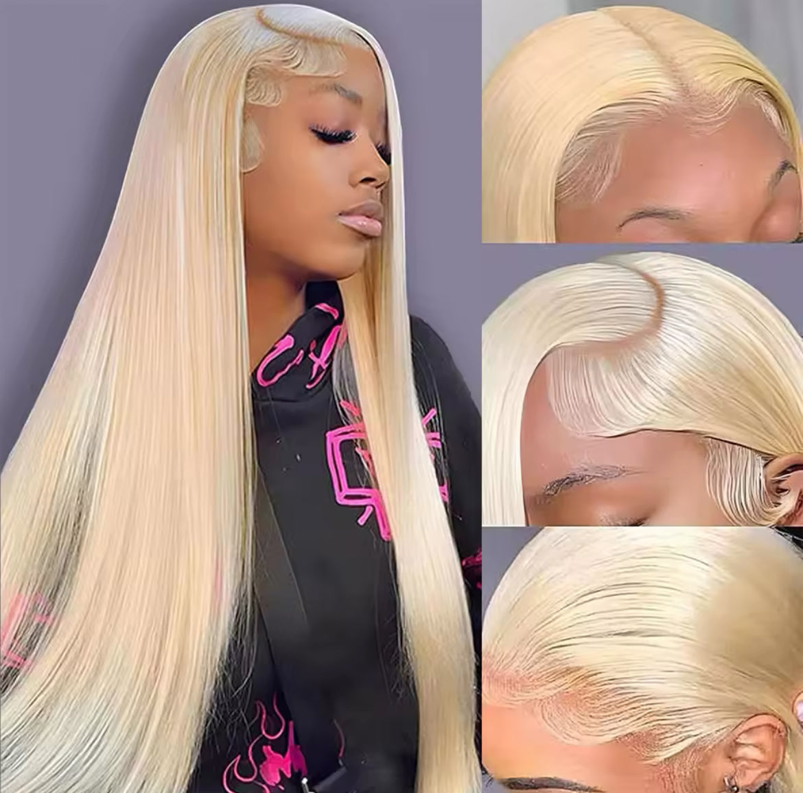 26in 613 Blonde Human HD Straight Lace Wig